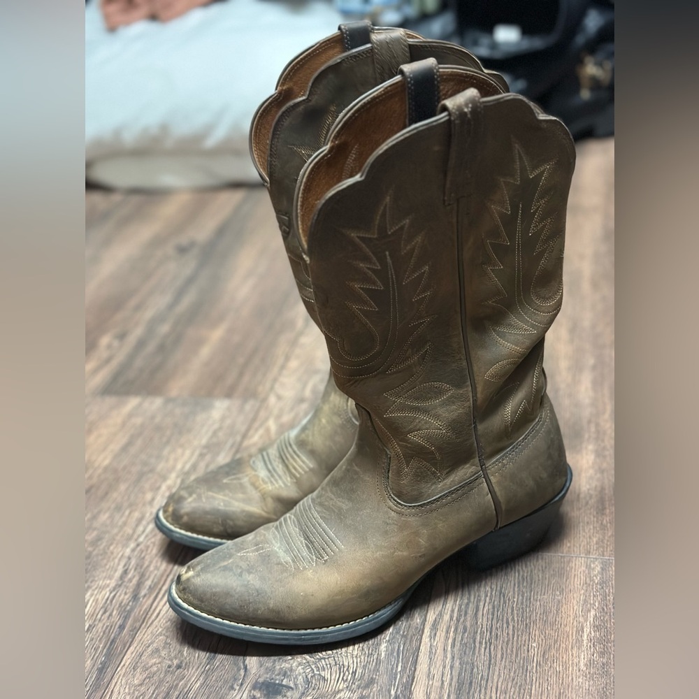 Ariat Heritage R Toe Brown Leather Cowgirl Western Womens Boots Size 8.5